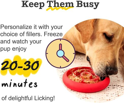 Slow Feeder Lick Mat for Dogs - Keep Them Busy - Natural Rubber Dog Frozen Treat Toys - Durable Interactive Enrichment Toys - Licking Dish for Dog De-Stressing, Red in Saudi Arabia