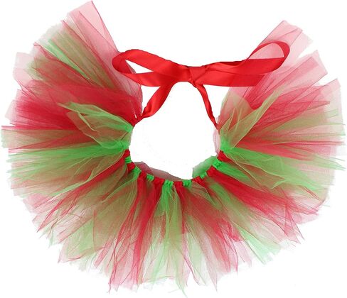 Handcrafted Red and Green Christmas Colors Mesh Tutu for Large Dogs with 23 to 32 inch Waist. in Saudi Arabia