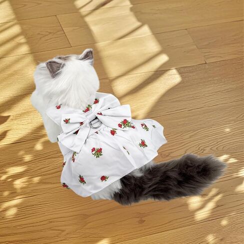 Pet Flower Print Sleeveless Dress with Bow and Mesh Lining in Saudi Arabia