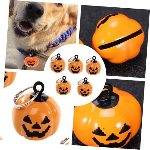 Alipis 5Pcs Pumpkin Bell Pet Collar Charms Creative Bag Pendant Key Decoration for Halloween Party for Dogs and Cats Enhance in Saudi Arabia