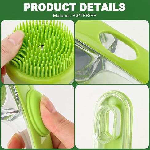 Pet Bath Brush, 2 in 1 Dog Bath Brush with Built-in Shampoo Dispenser, Pet Wash Brush with Double Head Toothbrush, Grooming Massage Brush for Dogs & Cats in Saudi Arabia