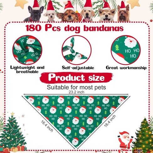 Aliceset 180 Pack St. Patrick's Dog Bandanas Bulk Irish Shamrock Dog Scarf Washable Adjustable Triangle Pet Bibs Neckerchiefs for Small Medium Large Pet Puppy Holiday Costumes Birthday Party Gift in Kuwait