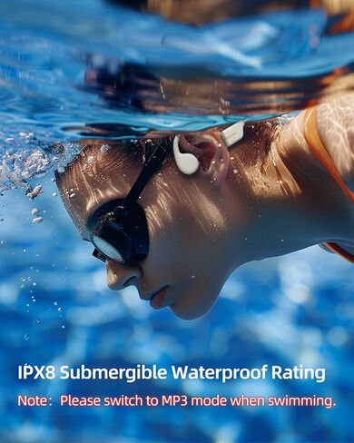 Swimming Headphones,IPX8 Waterproof Bone Conduction Headphones,32GB Memory Open Ear Headphones with Mic,Wireless Bluetooth Earphones Underwater Sport Earbuds for Workout Running Cycling Gift in Saudi Arabia