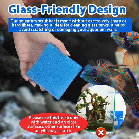 6 عبوات من إسفنجة تنظيف خزان الأسماك، منظف إسفنجة زجاجية لحوض السمك، أدوات تنظيف حوض السمك، منظف خزان الأسماك، منظف الطحالب الزجاجية لمنظفات جدران خزانات الأسماك (أزرق) in Kuwait
