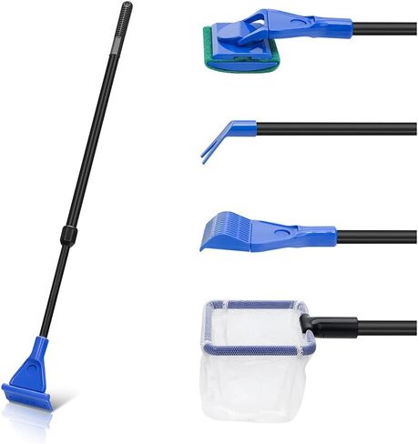 5 in 1 Fish Tank Cleaner Kit Aquarium Cleaning Tools with 19 Inch Anti-Slip Handle Fish Tank Cleaner with Algae Scraper and Fish Net in Saudi Arabia