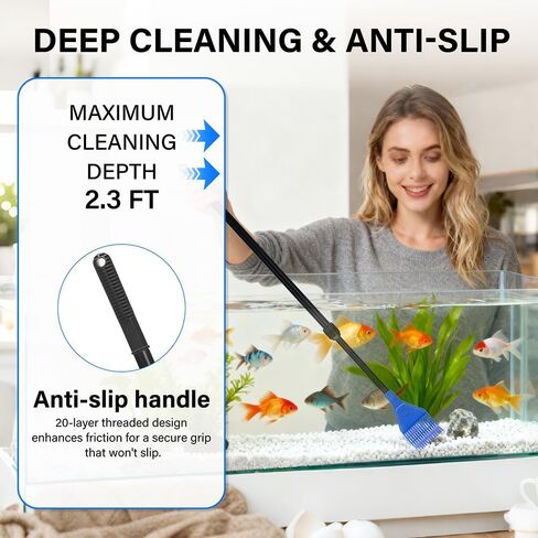 5 in 1 Fish Tank Cleaner Kit Aquarium Cleaning Tools with 19 Inch Anti-Slip Handle Fish Tank Cleaner with Algae Scraper and Fish Net in Saudi Arabia