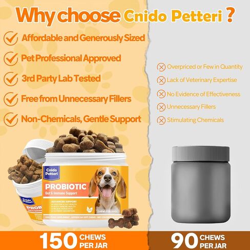 Probiotics for Dogs,6 Digestive Probiotics & 6 Enzymes for Gut Health,Digestion & Gut Support,Helps Diarrhea, Yeast Infection, Upset Stomach,Allergies & Immune System Support-150 Chews in Saudi Arabia