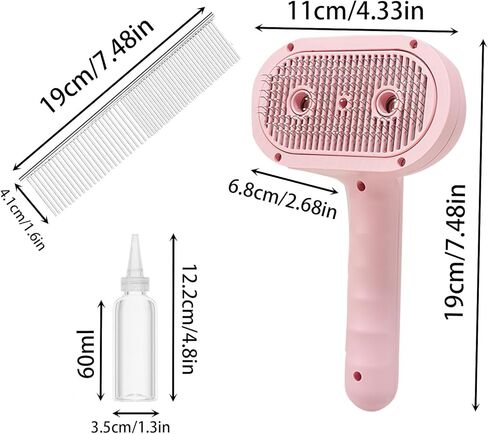 Cat Steam Brush for Shedding with Metal Comb,Deshedding Dog Brush for Long and Short Haired Dogs,Cat Brush for Indoor Cats,Self Cleaning Double Hole Spray USB Rechargeable Grooming Supplies(Pink) in Saudi Arabia