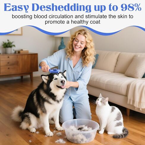 Self Cleaning Dog Brush for Shedding - Bristle Brush and Long/Short Needles Design, Skin Friendly, Slicker Deshedding Dog Brush, Hair Removal for Long & Short Haired Pets (Purple) in Saudi Arabia