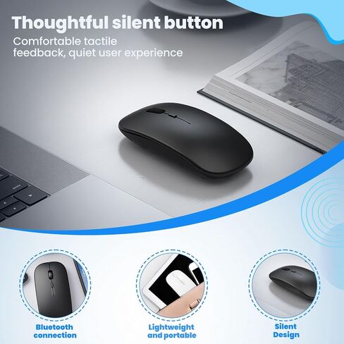 Wireless Mous - Bluetooth Silent Mouse with Colorful Box Packaging, Slim Mice for Laptop/PC/Tablet, White in Saudi Arabia