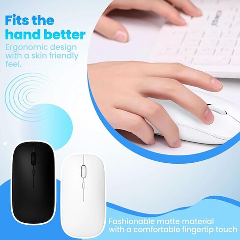 Wireless Mous - Bluetooth Silent Mouse with Colorful Box Packaging, Slim Mice for Laptop/PC/Tablet, White in Saudi Arabia