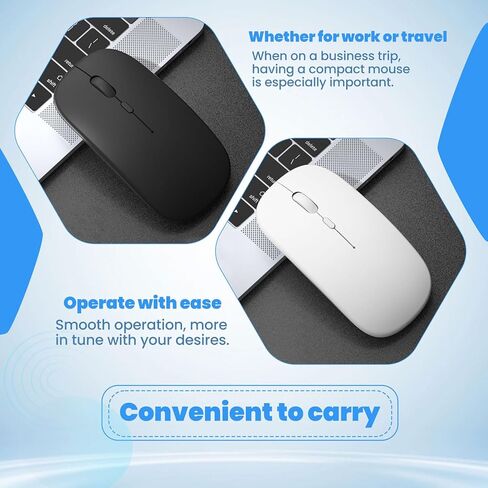 Wireless Mous - Bluetooth Silent Mouse with Colorful Box Packaging, Slim Mice for Laptop/PC/Tablet, White in Saudi Arabia
