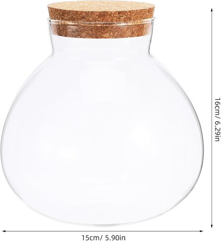 Milisten Glass Plant Terrarium, Cork Micro Landscape Terrarium, Glass Fish Bowl Vase Container, Plant Propagation Station for Fish Home Office Decor, 15x16cm in Saudi Arabia