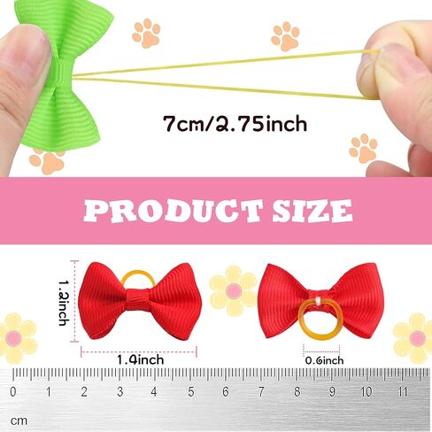40PCS Cute Puppy Dog Small Bowknot Hair Bows with Rubber Bands Handmade Hair Accessories Bow Pet Grooming Products in Saudi Arabia