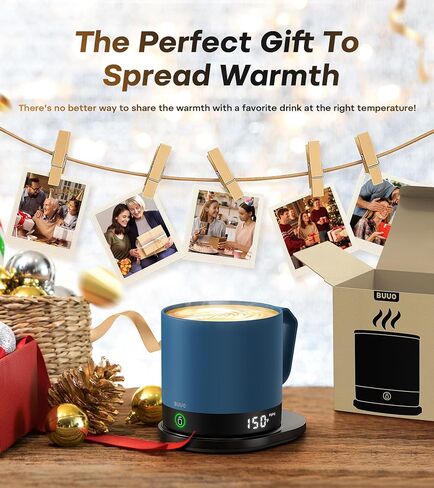 كوب قهوة ساخن قابل لإعادة الشحن - كوب قهوة ذاتي التسخين للتحكم في درجة الحرارة 14oz مع غطاء، شاشة LED مزدوجة الجوانب وفي الوقت الحقيقي، ساخن حتى 150 درجة فهرنهايت، هدايا عيد ميلاد للنساء والرجال (أسود) in Kuwait