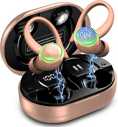 Wireless Earbuds, Bluetooth Headphones Sports, IP7 Waterproof Headset for Running Workout,Gym50H Playback Over-Ear Buds with ENC Noise Cancelling Mic, Deep Bass Fitness Earphones with Earhooks in Saudi Arabia
