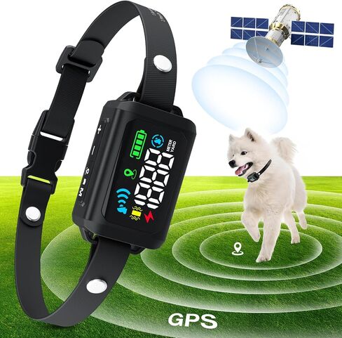 GPS Wireless Dog Fence, Electric Fence for Dogs, Perimeter Collar Fence System, Radius 33-1999 Yards, Beep Vibration Shock Correction,Pet Containment System for Outdoor Use, for Pets Over 18 Lbs in Saudi Arabia