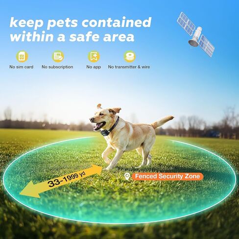 GPS Wireless Dog Fence, Electric Fence for Dogs, Perimeter Collar Fence System, Radius 33-1999 Yards, Beep Vibration Shock Correction,Pet Containment System for Outdoor Use, for Pets Over 18 Lbs in Saudi Arabia
