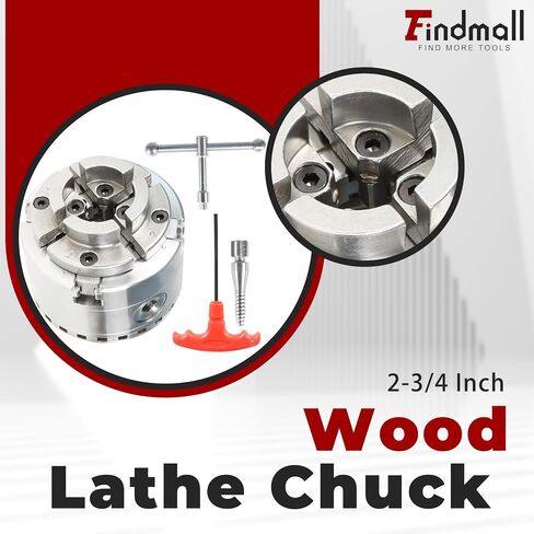 Findmall 2-3/4 Inch 4 Jaw Self-Centering Keyed Lathe Chuck Set Wood Lathe Chuck with 1-Inch x 8TPI Thread in Saudi Arabia
