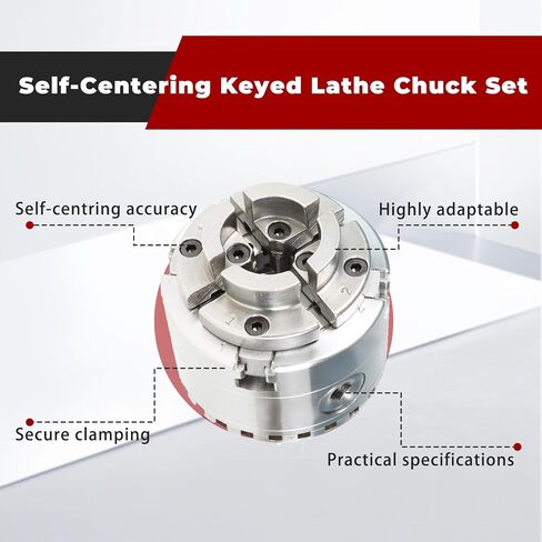Findmall 2-3/4 Inch 4 Jaw Self-Centering Keyed Lathe Chuck Set Wood Lathe Chuck with 1-Inch x 8TPI Thread in Saudi Arabia
