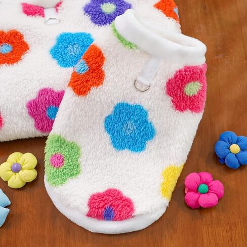 Pet Dog Winter Clothes Cute Floral Printed Soft Plush Warm Coats Outfit for Small Medium Large Dogs in Kuwait