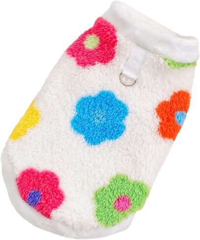 Pet Dog Winter Clothes Cute Floral Printed Soft Plush Warm Coats Outfit for Small Medium Large Dogs in Kuwait