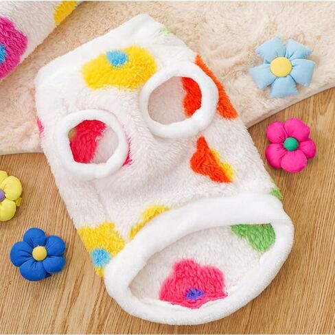 Pet Dog Winter Clothes Cute Floral Printed Soft Plush Warm Coats Outfit for Small Medium Large Dogs in Kuwait