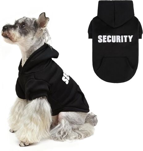 PUPTECK Security Dog Hoodie, Soft Warm Winter Pet Sweater Clothes, Puppy Cold Weather Coats Hooded Sweatshirt with Pocket, Dog Halloween Costume for Small Medium Large Dogs, Black XXL in Saudi Arabia