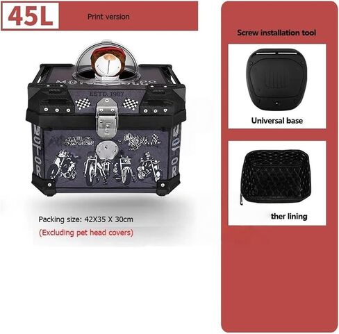 36L Universal Motorcycle Trunk 57L Pet Box 45L Portable Outdoor Cat Dog Breathable Storage Top Case Big Capacity(45L print) in Saudi Arabia