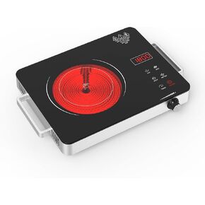 WABK 1800W Single Portable Electric Cooktop, 110V Hot Plate Countertop Burner with LCD Sensor Touch, 10 Temperature Setting, LED Display, Kids Safety Lock, Auto Shut off Function for Home Camping in Saudi Arabia