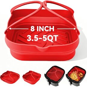 Silicone Air Fryer Liners with Handles: 8.3 Inch Square Reusable Airfryer Basket Liner for 3.5-5 Qt - Baking Tray Insert Cooking Air Fryer Accessories for Cosori Philips Ninja Instant Vortex And More in Saudi Arabia