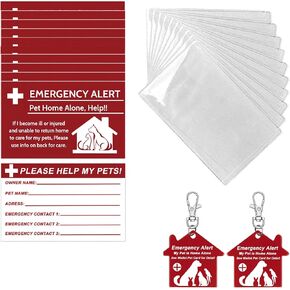10 قطع بطاقة محفظة My Pet is Home Alone للاتصال في حالات الطوارئ قابلة للكتابة مع 10 قطع أكمام و2 قطعة تنبيه للطوارئ، انظر بطاقة المحفظة للحيوانات الأليفة للحصول على تفاصيل علامة سلسلة المفاتيح in Kuwait