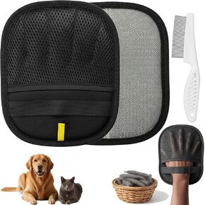 Pet Hair Removal Glove for Dogs & Cats, Five-Finger Electrostatic Glove for Clothes, Couch,Carpets, Car Seat, Individually Wrapped 1 Pack Black, L in Saudi Arabia