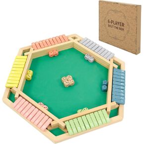 لعبة WOOD CITY Shut The Box الخشبية لعدد 2-6 لاعبين، لعبة الرياضيات Close The Box للأطفال البالغين مع 16 نرد، لعبة الطاولة السريعة بـ 6 اتجاهات لأصدقاء العائلة من عمر 3 سنوات فما فوق في الفصل الدراسي أو الحفلة أو الحانة in Kuwait