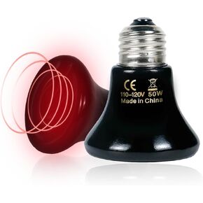 Non-Light Emitting, 24/7 Safe Heating: 50W Ceramic Heat Emitter (2-Pack) Reptile Heat Lamp for Terrariums, Brooders & Incubators. E26 for Turtle Lizard Bearded Dragon Snake Small Pets in Saudi Arabia