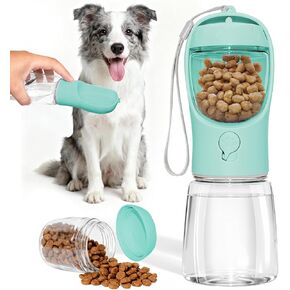 Dog Water Bottle, Portable Water Bottle with Food Container for Dogs Cat Pet Hiking Walking Travel Camping, Leak-Proof Dog Water Bowl Dispenser with Feeder Function Puppy Essentials in Kuwait