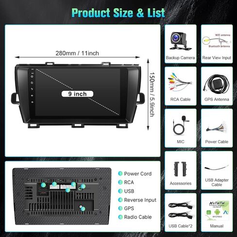 Radio Android 12 Car Radio Toyota Prius 2010 2011 2012 2014 2015 Stereo مع J.B.L - وحدة شاشة تعمل باللمس 9 بوصة مع Carplay & Android Auto و WiFi و BT و GPS و SWC و Canbus و Canbus in Saudi Arabia
