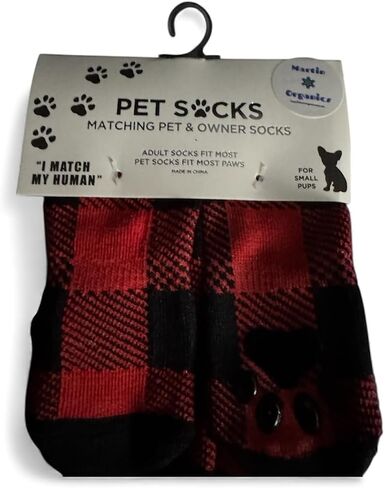 Matching Pet and Owner Buffalo Plaid Socks, Red and Black, for Small Dogs, Holiday Themed Matching Set in Saudi Arabia