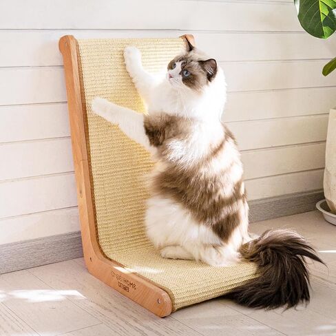 CHEERHOME PETS Sisal Cat Scratcher for Indoor Cats Scratching Pad Vertical Cat Scratcher L Shape Cat Scratching Board Cats Scratch Post Solid Wooden Cat Furniture(Large) in Saudi Arabia