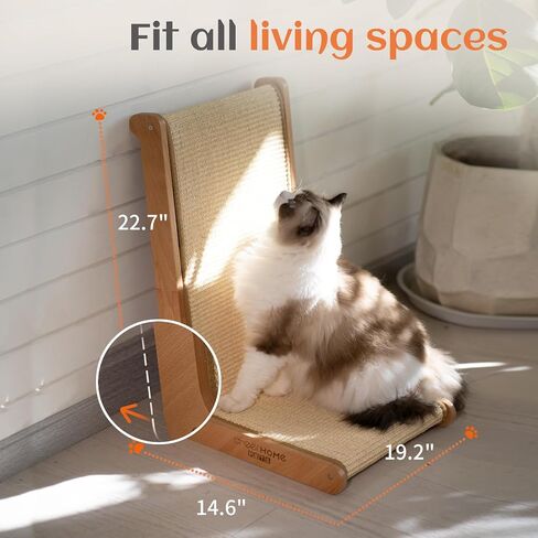 CHEERHOME PETS Sisal Cat Scratcher for Indoor Cats Scratching Pad Vertical Cat Scratcher L Shape Cat Scratching Board Cats Scratch Post Solid Wooden Cat Furniture(Large) in Saudi Arabia