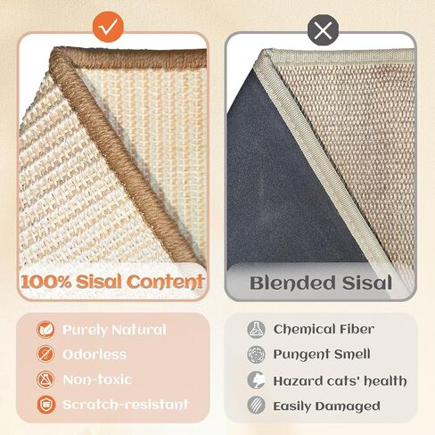 CHEERHOME PETS Sisal Cat Scratcher for Indoor Cats Scratching Pad Vertical Cat Scratcher L Shape Cat Scratching Board Cats Scratch Post Solid Wooden Cat Furniture(Large) in Saudi Arabia