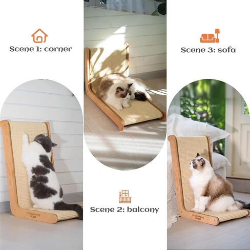 CHEERHOME PETS Sisal Cat Scratcher for Indoor Cats Scratching Pad Vertical Cat Scratcher L Shape Cat Scratching Board Cats Scratch Post Solid Wooden Cat Furniture(Large) in Saudi Arabia