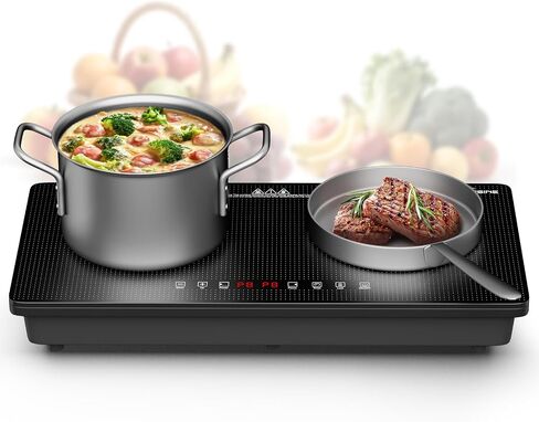 موقد حثي مزدوج بقوة 1800 واط، لوحة ذات أنماط متقاطعة صغيرة، مناطق طهي 2 × 900 واط، تحكم باللمس، 8 مستويات طاقة، مؤقت من 1 إلى 99 دقيقة، زجاج سيراميك متين للأواني المغناطيسية in Kuwait