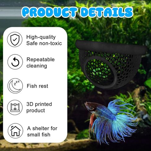Floating Betta Hide & Shrimp Cave – 3-in-1 Aquarium Hammock, Floating Feeder Ring & Resting Spot Aquariums in Saudi Arabia