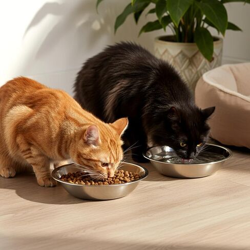 24 Pcs Stainless Steel Cat Bowls, Metal Shallow Wide Pet Dish Food Replacement Whisker Fatigue Relief Cat Food Feeding Plates for Small Cats and Dogs in Saudi Arabia