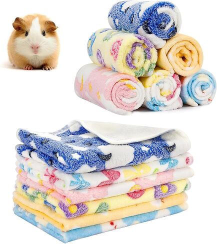 6PCS Guinea Pig Fleece Blankets, Washable Small Animal Fleece Bedding Cage Liners Absorbent Pet Pee Pad Sleep Mat Pad Cover for Hamster Ferret Rabbit Chinchilla Hedgehog in Saudi Arabia