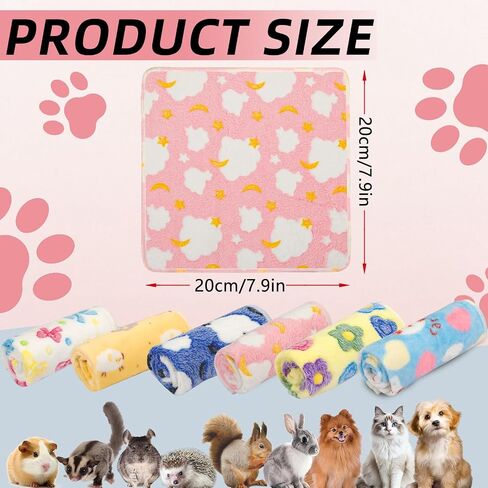 6PCS Guinea Pig Fleece Blankets, Washable Small Animal Fleece Bedding Cage Liners Absorbent Pet Pee Pad Sleep Mat Pad Cover for Hamster Ferret Rabbit Chinchilla Hedgehog in Saudi Arabia