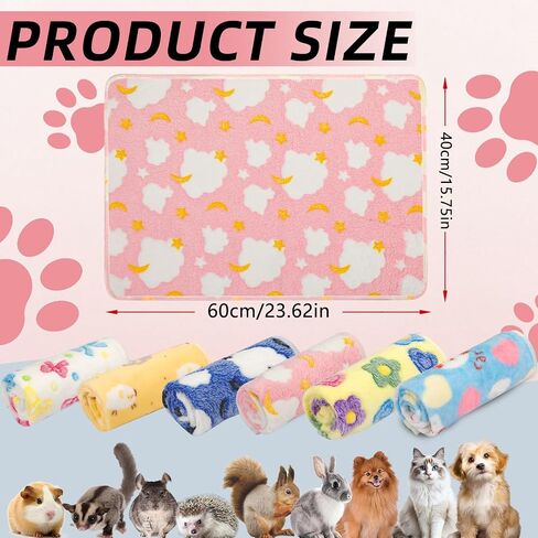 6PCS Guinea Pig Fleece Blankets, Washable Small Animal Fleece Bedding Cage Liners Absorbent Pet Pee Pad Sleep Mat Pad Cover for Hamster Ferret Rabbit Chinchilla Hedgehog in Saudi Arabia