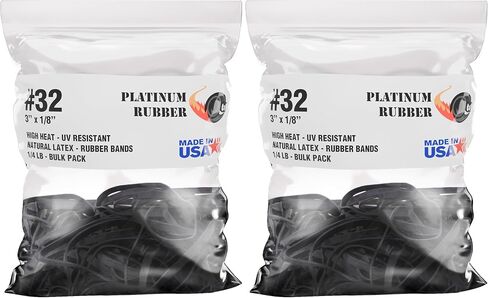 Black High Heat UV Resistant #32 Platinum Rubber Crepe Band (3" x 1/8") Premium Angler Rubberbands (32-1/4lb) in Kuwait