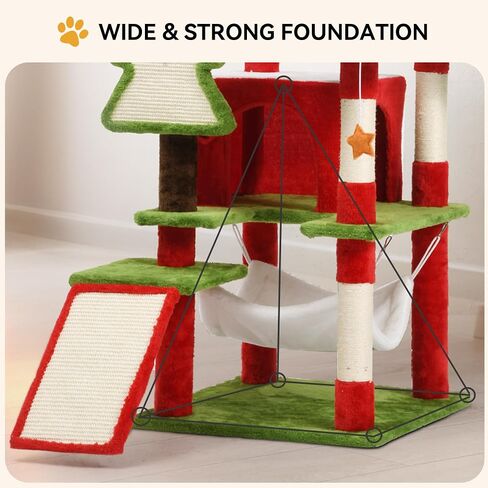 DWVO 75in Christmas Cat Tree Tower, Cat Tree House with Plush Perches & Sisal Scratching Posts, Kitty Tower Tall for Cats to Play and Sleep in Saudi Arabia
